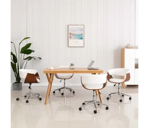 Grozāmi Virtuves Krēsli, 4 Gab., Balta Mākslīgā Āda Vidaxl