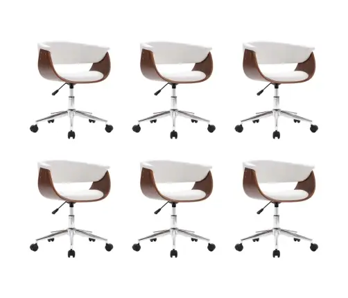 Grozāmi Virtuves Krēsli, 6 Gab., Balta Mākslīgā Āda Vidaxl