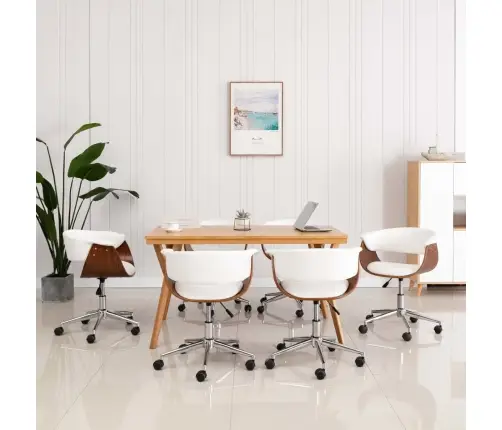 Grozāmi Virtuves Krēsli, 6 Gab., Balta Mākslīgā Āda Vidaxl