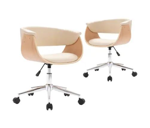 Pöörlevad Söögitoolid 2 Tk, Kreemjas, Kunstnahk