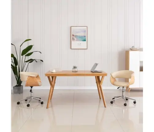 Pöörlevad Söögitoolid 2 Tk, Kreemjas, Kunstnahk