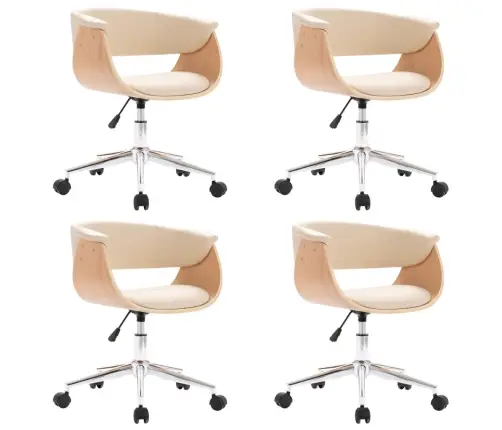 Pasukamos Valgomojo Kėdės, 4Vnt., Kreminės, Dirbtinė Oda