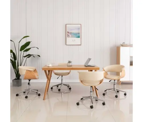 Pasukamos Valgomojo Kėdės, 4Vnt., Kreminės, Dirbtinė Oda