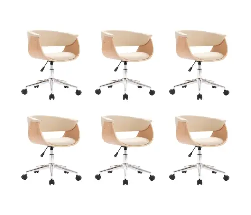 Grozāmi Virtuves Krēsli, 6 Gab., Krēmkrāsas Mākslīgā Āda Vidaxl