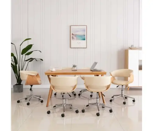 Grozāmi Virtuves Krēsli, 6 Gab., Krēmkrāsas Mākslīgā Āda Vidaxl