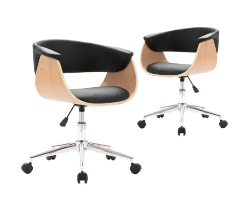 Pöörlevad Söögitoolid 2 Tk, Must, Kunstnahk