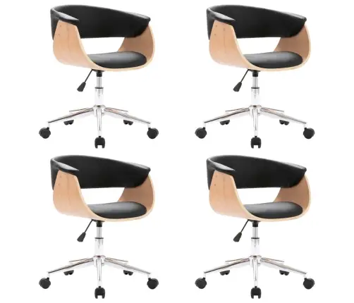 Pöörlevad Söögitoolid 4 Tk, Must, Kunstnahk