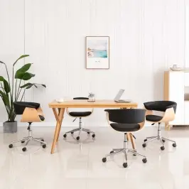 Pöörlevad Söögitoolid 4 Tk, Must, Kunstnahk