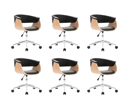 Pöörlevad Söögitoolid 6 Tk, Must, Kunstnahk