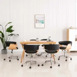 Pöörlevad Söögitoolid 6 Tk, Must, Kunstnahk