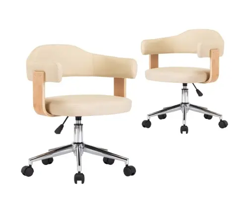 Pöörlevad Söögitoolid 2 Tk, Kreemjasvalge, Kunstnahk