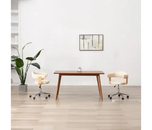 Pöörlevad Söögitoolid 2 Tk, Kreemjasvalge, Kunstnahk