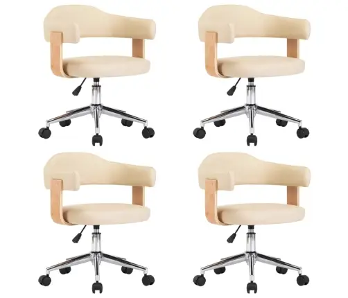 Pasukamos Valgomojo Kėdės, 4Vnt., Kreminės, Dirbtinė Oda