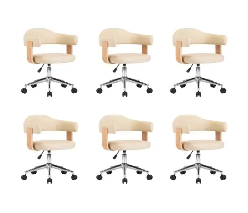 Grozāmi Virtuves Krēsli, 6 Gab., Krēmkrāsas Mākslīgā Āda Vidaxl Grozāmi Virtuves Krēsli, 6 Gab., Krēmkrāsas Mākslīgā Āda Vidaxl