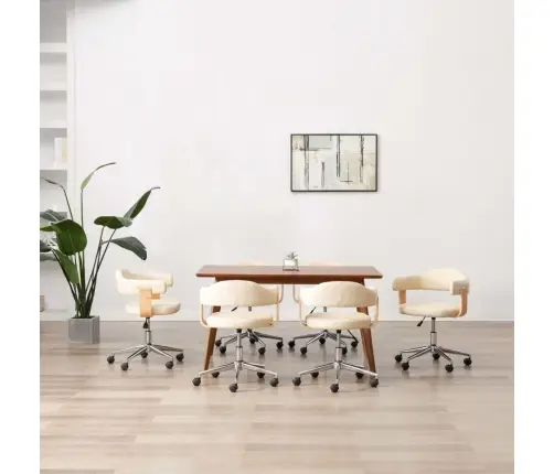 Grozāmi Virtuves Krēsli, 6 Gab., Krēmkrāsas Mākslīgā Āda Vidaxl Grozāmi Virtuves Krēsli, 6 Gab., Krēmkrāsas Mākslīgā Āda Vidaxl