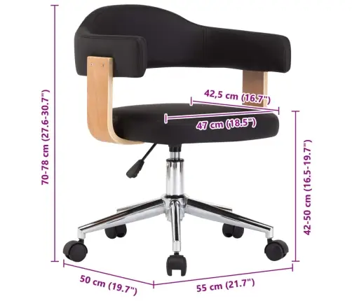 Valgomojo Kėdės, 4Vnt., Juodos, Dirbtinė Oda, Pasukamos