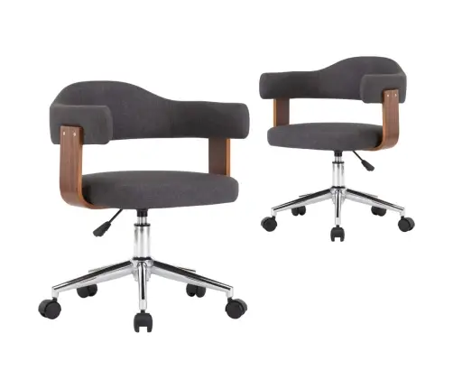 Grozāmi Virtuves Krēsli, 2 Gab., Pelēki, Liekts Koks Un Audums Vidaxl