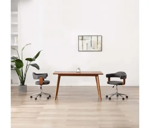 Grozāmi Virtuves Krēsli, 2 Gab., Pelēki, Liekts Koks Un Audums Vidaxl