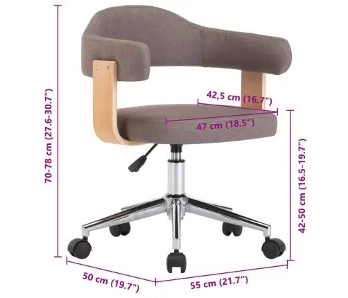 Grozāmi Virtuves Krēsli, 4 Gab., Liekts Koks, Pelēkbrūns Audums Vidaxl