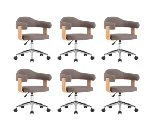 Grozāmi Virtuves Krēsli, 6 Gab., Liekts Koks, Pelēkbrūns Audums  Vidaxl