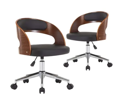 Grozāmi Virtuves Krēsli, 2 Gb., Liekts Koks, Melna Mākslīgā Āda Vidaxl Grozāmi Virtuves Krēsli, 2 Gb., Liekts Koks, Melna Mākslīgā Āda Vidaxl