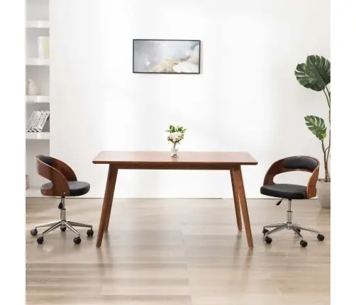 Grozāmi Virtuves Krēsli, 2 Gb., Liekts Koks, Melna Mākslīgā Āda Vidaxl Grozāmi Virtuves Krēsli, 2 Gb., Liekts Koks, Melna Mākslīgā Āda Vidaxl