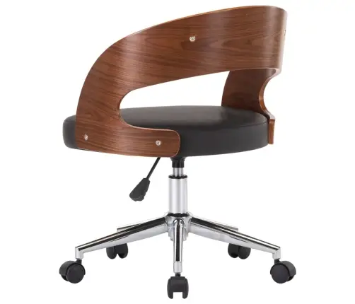 Grozāmi Virtuves Krēsli, 4 Gb., Liekts Koks, Melna Mākslīgā Āda Vidaxl