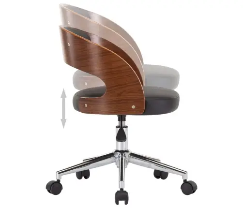 Grozāmi Virtuves Krēsli, 4 Gb., Liekts Koks, Melna Mākslīgā Āda Vidaxl