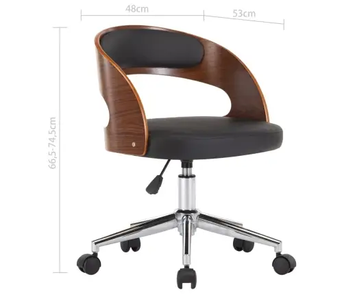 Grozāmi Virtuves Krēsli, 4 Gb., Liekts Koks, Melna Mākslīgā Āda Vidaxl