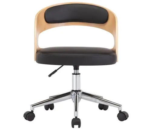 Grozāmi Virtuves Krēsli, 6 Gb., Liekts Koks, Melna Mākslīgā Āda Vidaxl