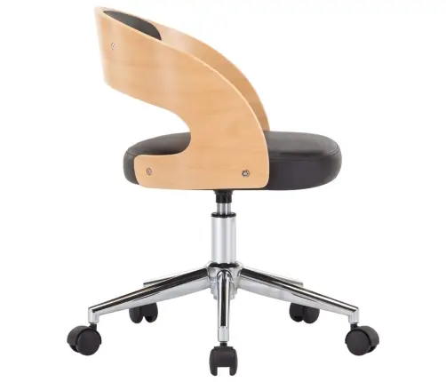 Grozāmi Virtuves Krēsli, 6 Gb., Liekts Koks, Melna Mākslīgā Āda Vidaxl