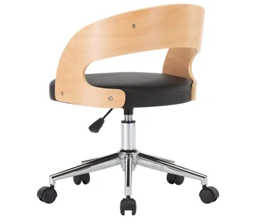 Grozāmi Virtuves Krēsli, 6 Gb., Liekts Koks, Melna Mākslīgā Āda Vidaxl