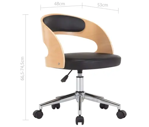 Grozāmi Virtuves Krēsli, 6 Gb., Liekts Koks, Melna Mākslīgā Āda Vidaxl