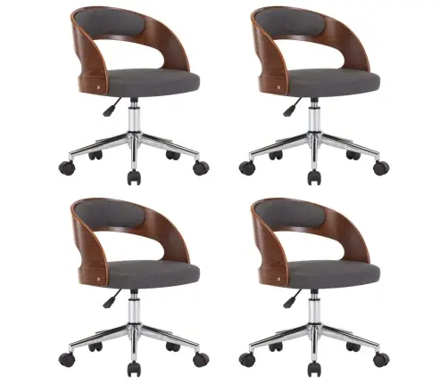 Pööratavad Söögitoolid 4 Tk, Tumehall, Painutatud Puit, Kangas