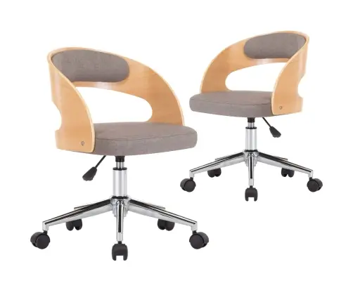 Söögitoolid 2 Tk, Pruunikashall, Painutatud Puit Ja Kangas