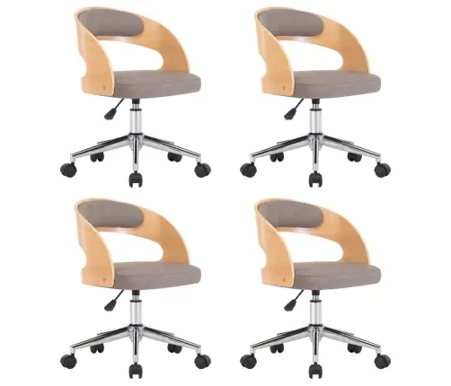 Söögitoolid 4 Tk, Pruunikashall, Painutatud Puit Ja Kangas