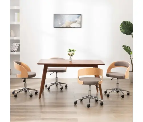 Söögitoolid 4 Tk, Pruunikashall, Painutatud Puit Ja Kangas