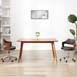 Pöörlevad Söögitoolid 2 Tk, Must, Painutatud Puit Ja Kunstnahk