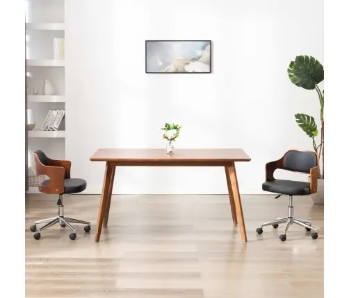 Valgomojo Kėdės, 2Vnt., Juodos, Mediena Ir Dirbtinė Oda