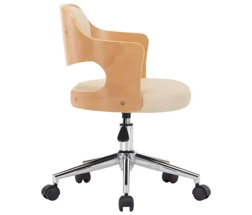 Valgomojo Kėdės, 2Vnt., Kreminės, Lenkta Mediena/Dirbtinė Oda