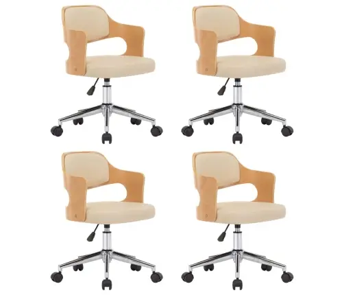 Pöörlevad Söögitoolid 4 Tk Kreemjas, Painutatud Puit, Kunstnahk