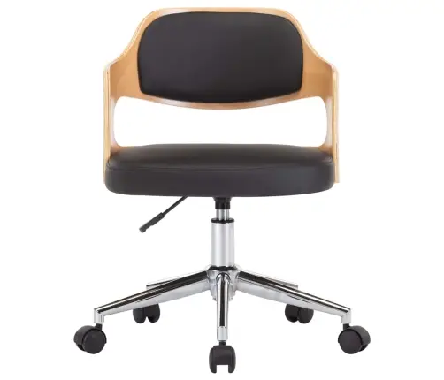 Grozāmi Virtuves Krēsli, 4 Gb., Liekts Koks, Melna Mākslīgā Āda Vidaxl