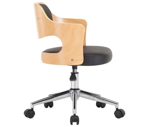 Grozāmi Virtuves Krēsli, 4 Gb., Liekts Koks, Melna Mākslīgā Āda Vidaxl