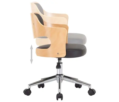 Grozāmi Virtuves Krēsli, 4 Gb., Liekts Koks, Melna Mākslīgā Āda Vidaxl