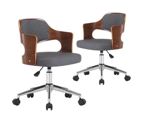 Pasukamos Valgomojo Kėdės, 2Vnt., Pilkos, Išlenkta Med. Ir Aud.