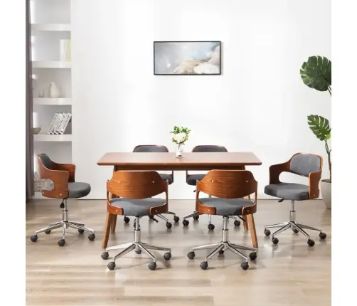 Grozāmi Virtuves Krēsli, 6 Gab., Izliekts Koks Un Audums Vidaxl