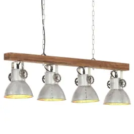 Griestu Lampa, Industriāls Dizains, Sudrabaina, Mango Koks, E27 Vidaxl