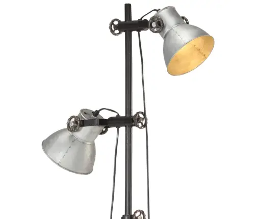 Grīdas Lampa Ar 2 Abažūriem, Sudraba Krāsā, E27, Čuguns Vidaxl