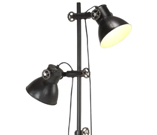 Grīdas Lampa Ar 2 Abažūriem, Melna, E27, Čuguns Vidaxl