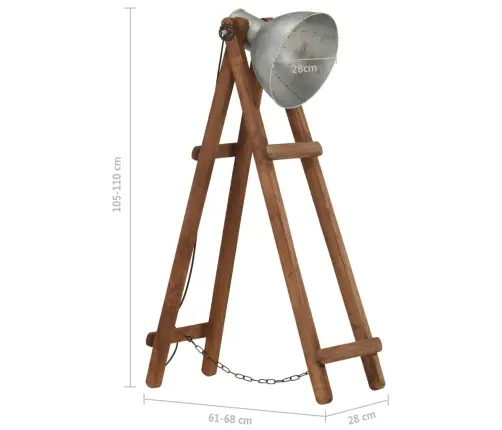 Grīdas Lampa, E27, Mango Masīvkoks, Sudraba Krāsa Vidaxl